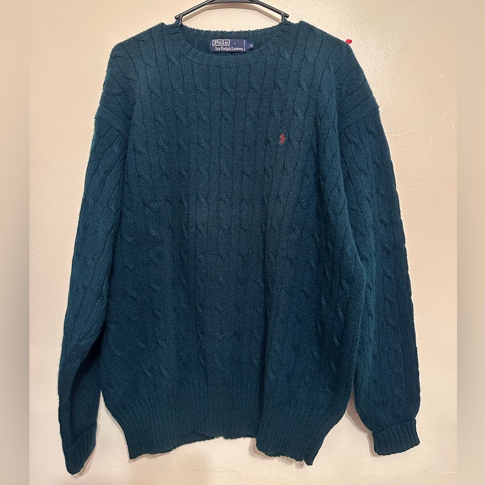 Vintage Polo Ralph Lauren 100% Wool Pullover Sweater Men’s Size XL Green
